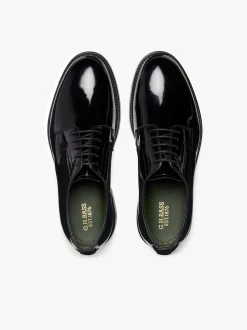 Outlet G.H.BASS Monogram Patent Derby Patent Leather Black