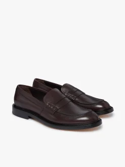 New G.H.BASS Stanford Penny Loafers Burnished Leather Wine