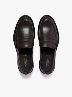 New G.H.BASS Stanford Penny Loafers Burnished Leather Wine