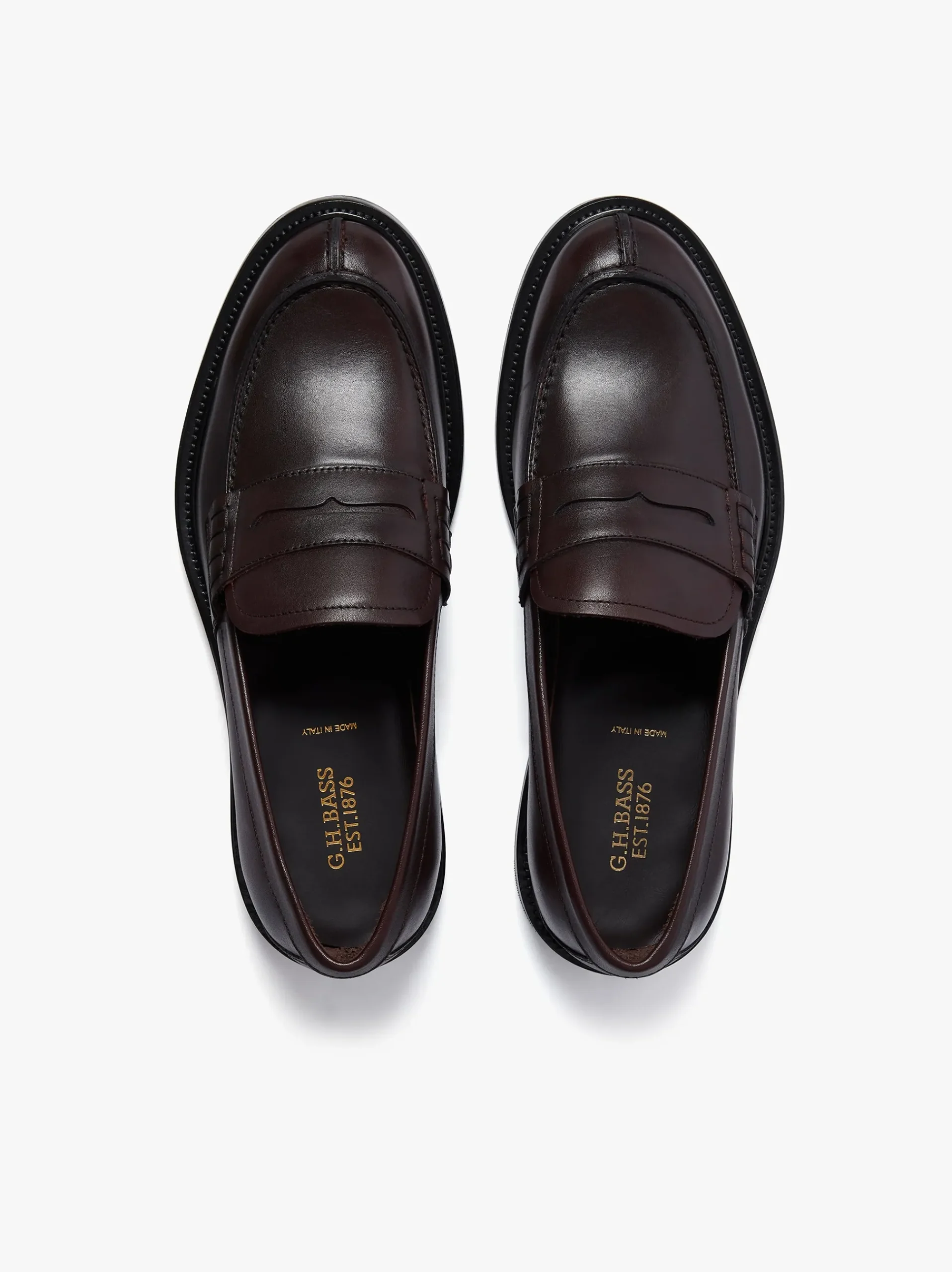 New G.H.BASS Stanford Penny Loafers Burnished Leather Wine