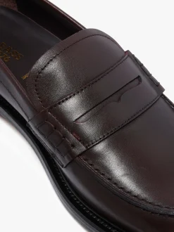 New G.H.BASS Stanford Penny Loafers Burnished Leather Wine