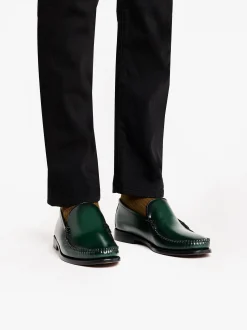 Outlet G.H.BASS Weejuns Cobra Venetian Loafers leather Dark Green