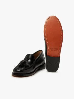Outlet G.H.BASS Weejuns Estelle Brogue Tassel Loafers Leather Black