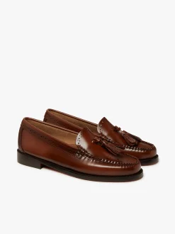 Hot G.H.BASS Weejuns Estelle Brogue Tassel Loafers Leather Cognac