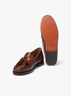 Hot G.H.BASS Weejuns Estelle Brogue Tassel Loafers Leather Cognac