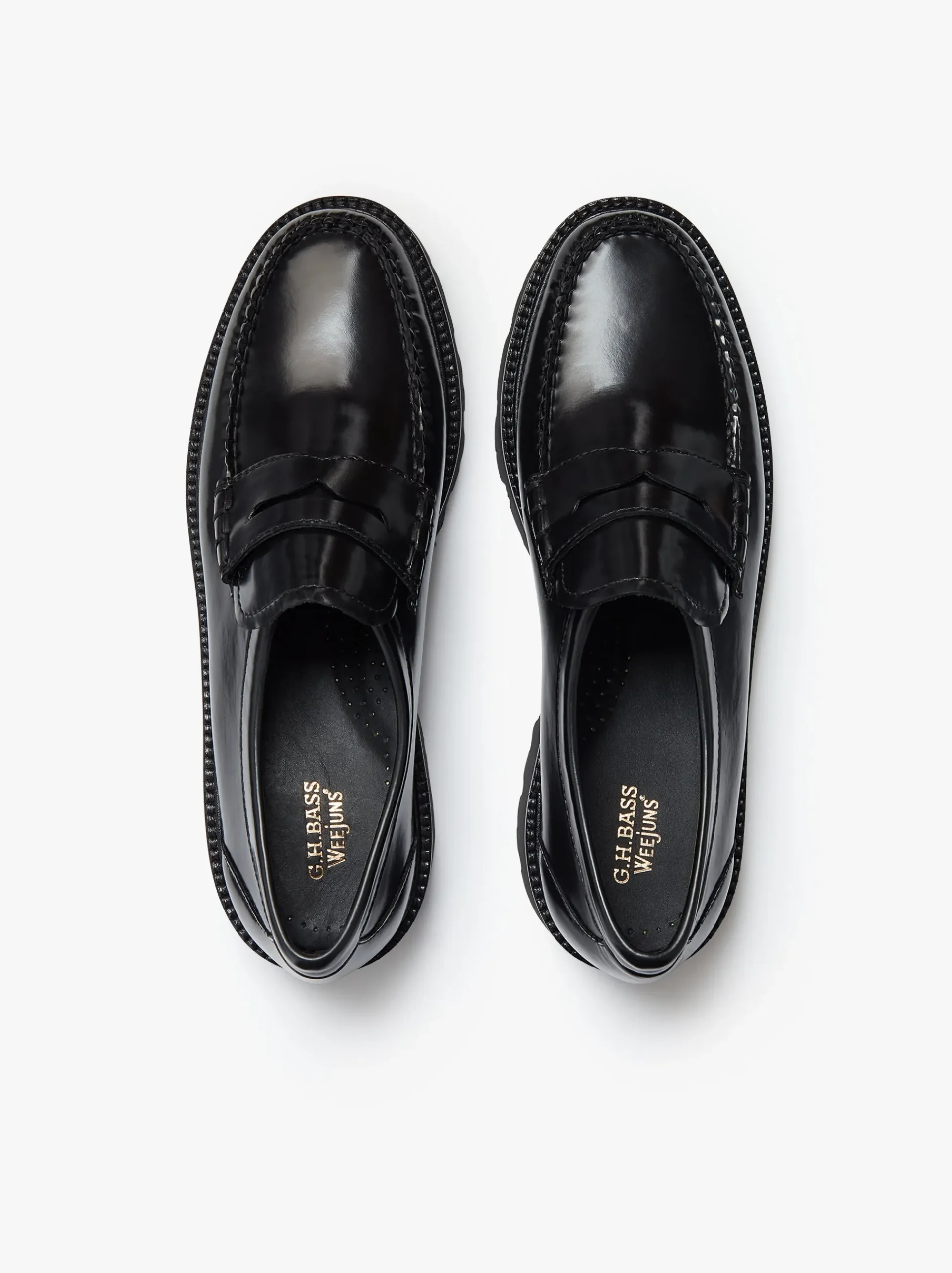 Online G.H.BASS Weejuns Grace Super Lug Penny Loafers Black Leather