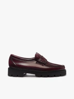 Discount G.H.BASS Weejuns Grace Super Lug Penny Loafers Leather Wine