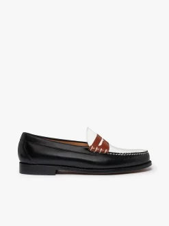 Discount G.H.BASS Weejuns Larson Colour Block Loafers Soft black, white and cognac leather Black Multi