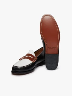 Discount G.H.BASS Weejuns Larson Colour Block Loafers Soft black, white and cognac leather Black Multi