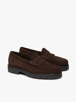 Clearance G.H.BASS Weejuns Larson Lug Penny Loafers suede Chocolate