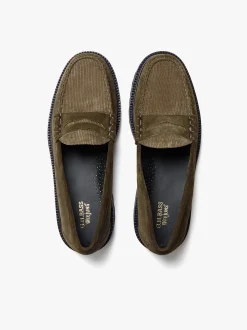 Online G.H.BASS Weejuns Larson Lug Penny Loafers Combat Suede and Olive Corduroy