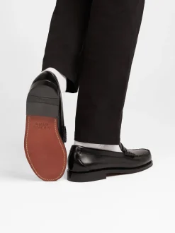 New G.H.BASS Weejuns Larson Penny Loafers Leather Black