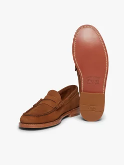 New G.H.BASS Weejuns Larson Penny Loafers Tan Nubuck