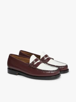 Outlet G.H.BASS Weejuns Larson Penny Loafers Leather Wine & White