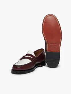 Outlet G.H.BASS Weejuns Larson Penny Loafers Leather Wine & White