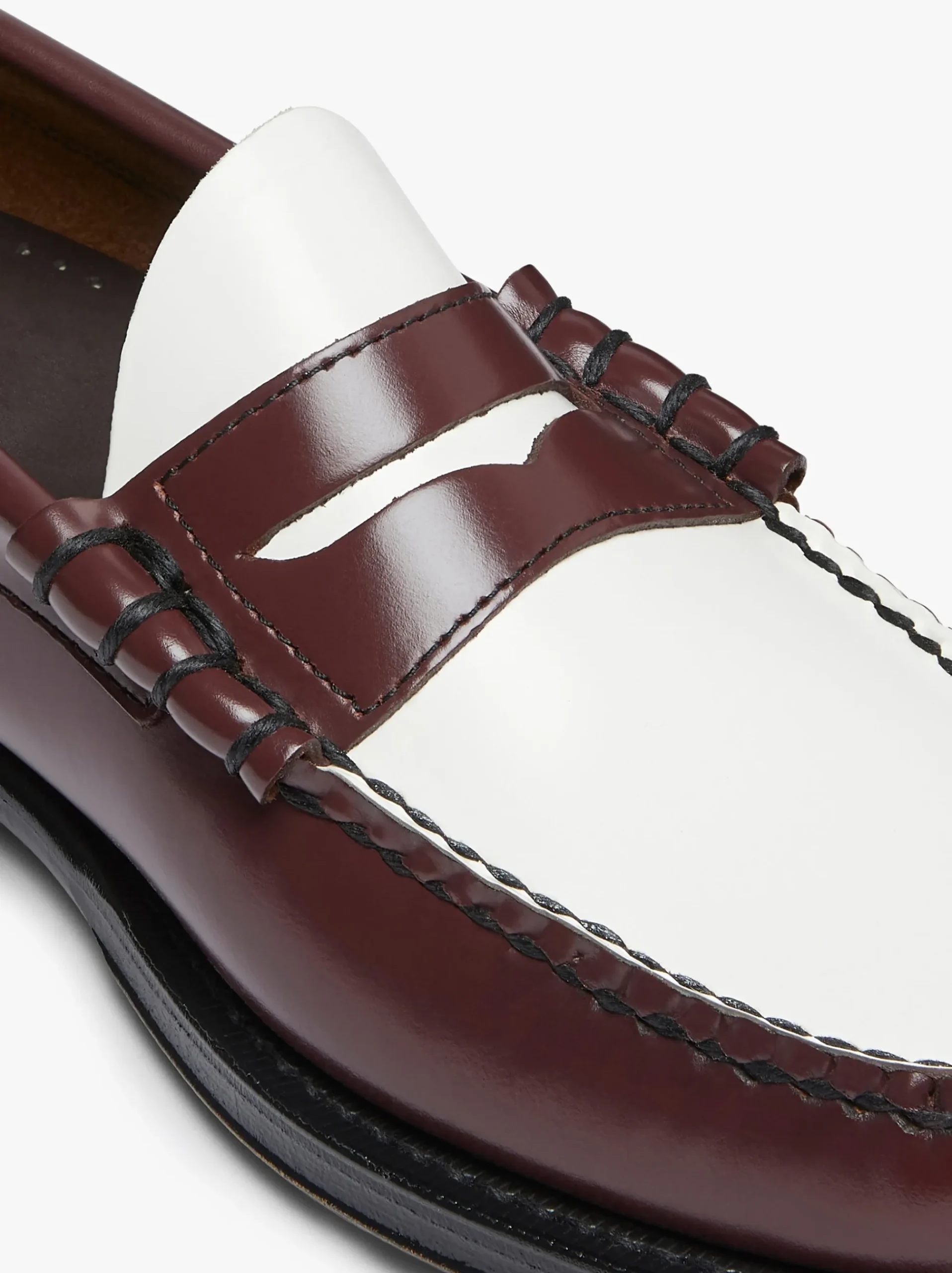 Outlet G.H.BASS Weejuns Larson Penny Loafers Leather Wine & White