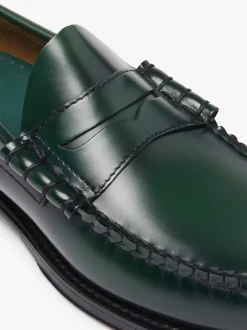 Clearance G.H.BASS Weejuns Larson Penny Loafers Dark Leather Green