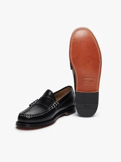 Best G.H.BASS Weejuns Larson Penny Loafers Contrast Stitch Leather Black