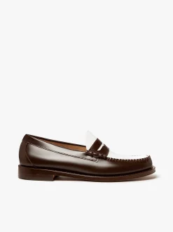 Sale G.H.BASS Weejuns Larson Penny Loafers Leather Dark Brown & White