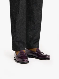 Outlet G.H.BASS Weejuns Larson Penny Loafers leather Plum