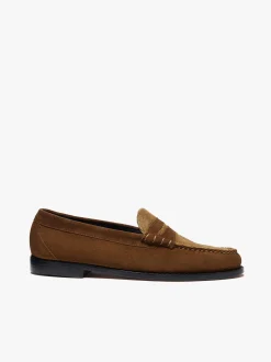 G.H.BASS Weejuns Larson Penny Loafers Dark Brown Suede and Brown Corduroy