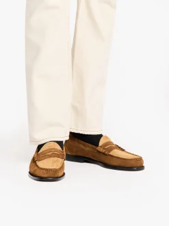 G.H.BASS Weejuns Larson Penny Loafers Dark Brown Suede and Brown Corduroy