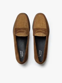 G.H.BASS Weejuns Larson Penny Loafers Dark Brown Suede and Brown Corduroy