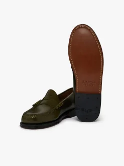 G.H.BASS Weejuns Larson Penny Loafers green leather Olive