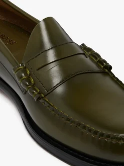G.H.BASS Weejuns Larson Penny Loafers green leather Olive