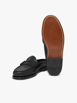 Outlet G.H.BASS Weejuns Larson Penny Slides leather with leather sole Black