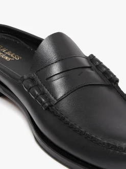 Outlet G.H.BASS Weejuns Larson Penny Slides leather with leather sole Black