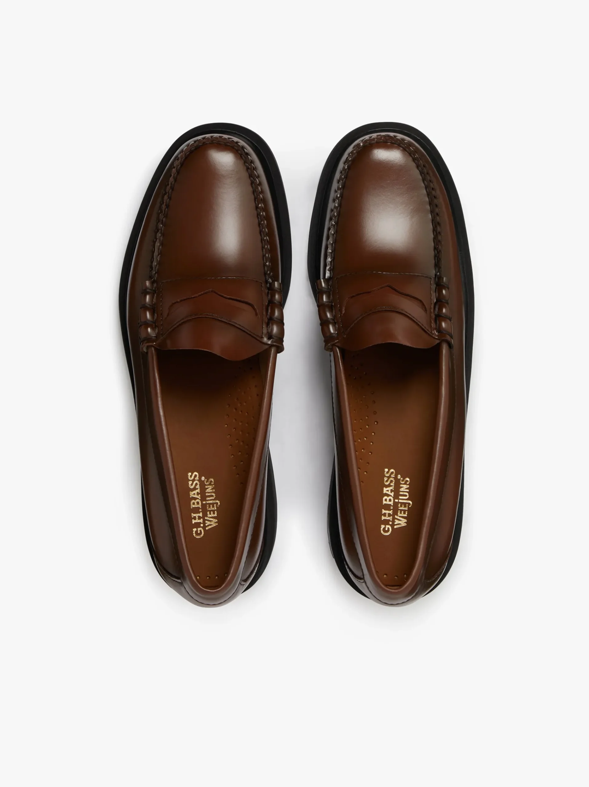 G.H.BASS Weejuns Larson Step Penny Loafers Mid brown leather