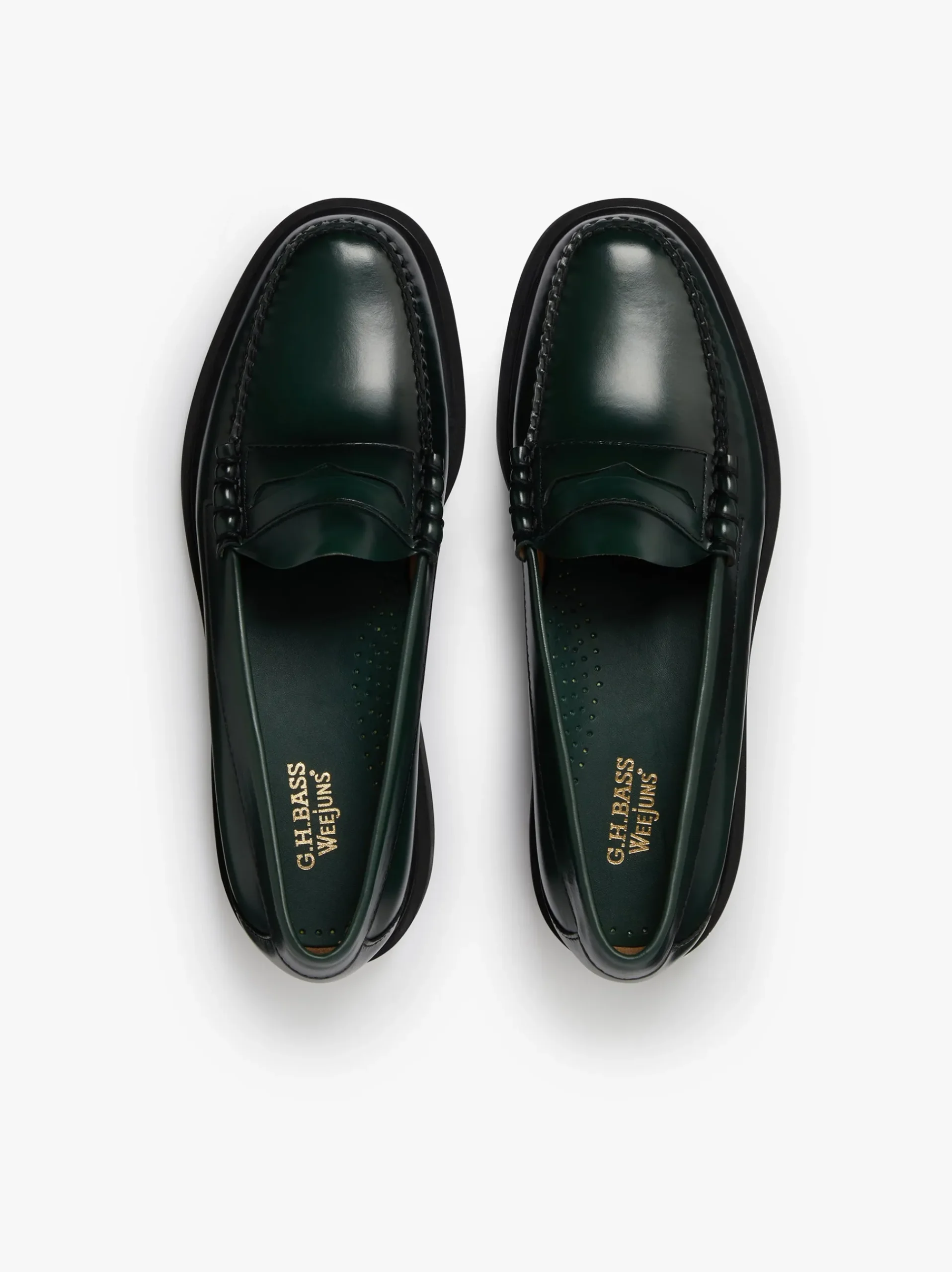 New G.H.BASS Weejuns Larson Step Penny Loafers Dark green leather