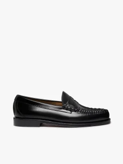 G.H.BASS Weejuns Larson Weave Loafers Black Leather Black with White Check