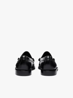 G.H.BASS Weejuns Larson Weave Loafers Black Leather Black with White Check