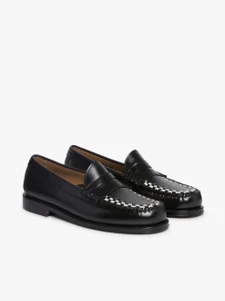 G.H.BASS Weejuns Larson Weave Loafers Black & White Leather