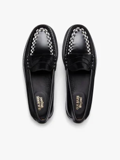 G.H.BASS Weejuns Larson Weave Loafers Black & White Leather