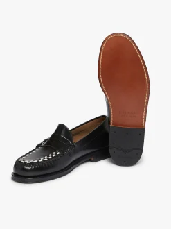 G.H.BASS Weejuns Larson Weave Loafers Black & White Leather