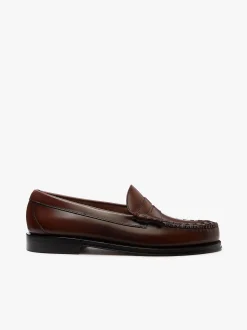 Hot G.H.BASS Weejuns Larson Weave Loafers leather Mid Brown