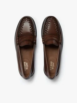 Hot G.H.BASS Weejuns Larson Weave Loafers leather Mid Brown