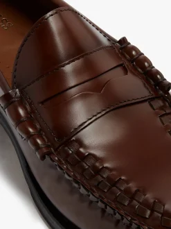 Hot G.H.BASS Weejuns Larson Weave Loafers leather Mid Brown
