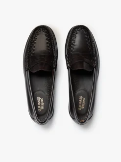 Sale G.H.BASS Weejuns Larson Weave Loafers leather Chocolate