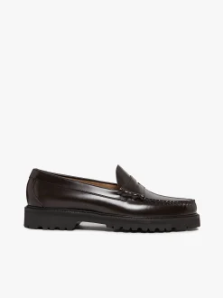 Clearance G.H.BASS Weejuns Lug Larson Penny Loafers leather with lug sole Chocolate