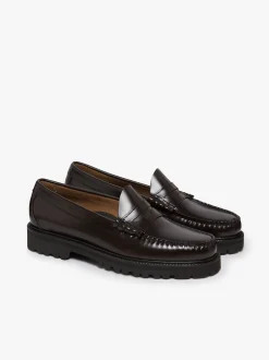 Clearance G.H.BASS Weejuns Lug Larson Penny Loafers leather with lug sole Chocolate