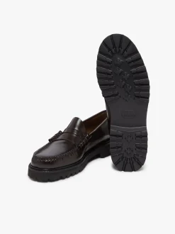 Clearance G.H.BASS Weejuns Lug Larson Penny Loafers leather with lug sole Chocolate