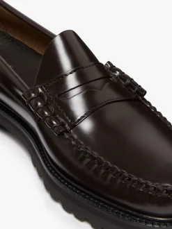 Clearance G.H.BASS Weejuns Lug Larson Penny Loafers leather with lug sole Chocolate
