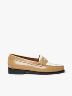 Discount G.H.BASS Weejuns Penny Loafers Beige and white soft leather
