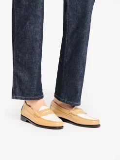 Discount G.H.BASS Weejuns Penny Loafers Beige and white soft leather