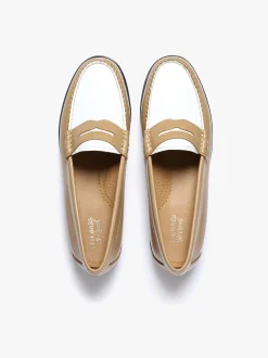 Discount G.H.BASS Weejuns Penny Loafers Beige and white soft leather