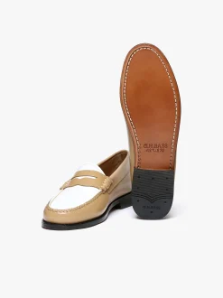 Discount G.H.BASS Weejuns Penny Loafers Beige and white soft leather